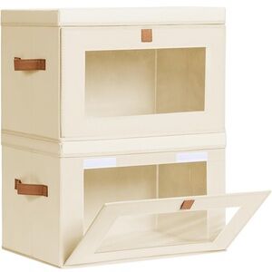 Large closet storage organizer with handles and window collapsible boxes